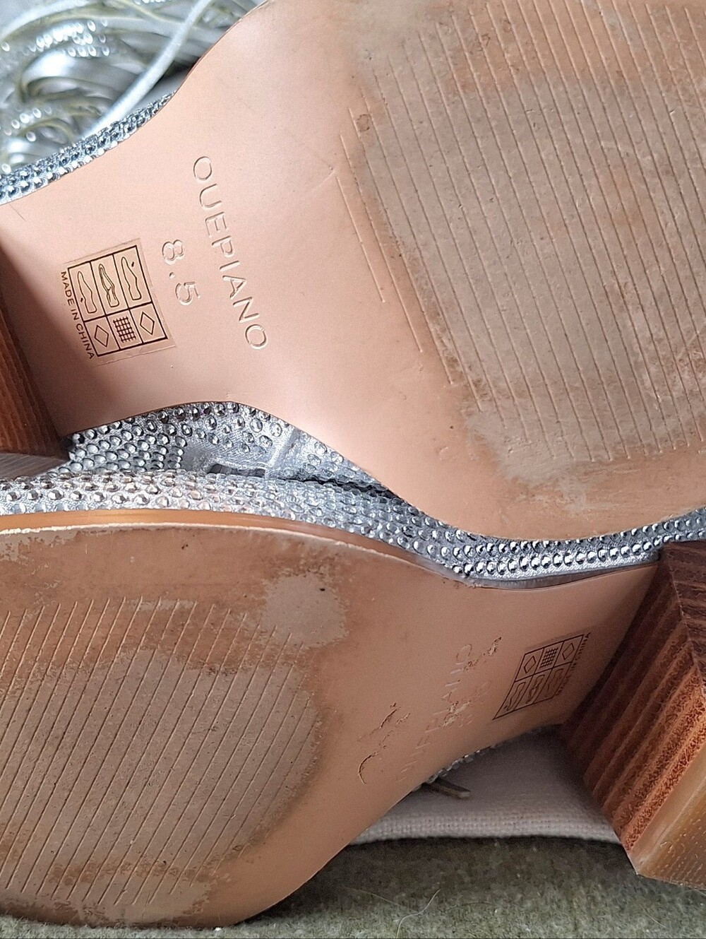 Quepiano Silver Rhinestone Fringe Western Ankle Boots Women’s Size 8.5 - Picture 6 of 7